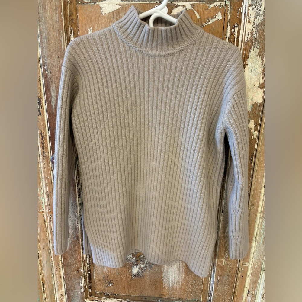 Jones & Co Merino Wool Mock Turtleneck Ribbed Pullover Sweater Size S
